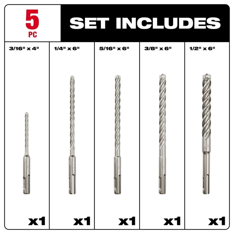 Milwaukee 48-20-7498 SDS-Plus 4Ct Mx4 Kit (5-Piece)