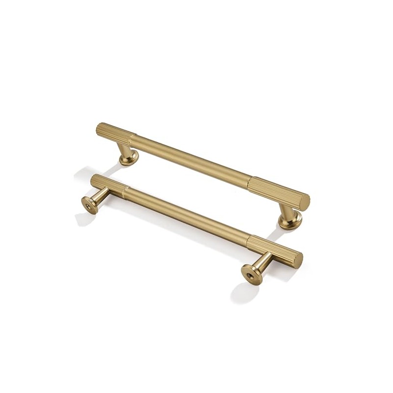 ZAUYX 2-Pack 6 Inch Hole Center Brushed Brass Cabinet Pulls
