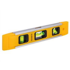 230mm 9.06" Spirit Level, Plastic Bubble Level Ruler, Magnetic Torpedo Level, Heavy Duty DIY Builder Tool, 45° 90° 180° Bubbles, Yellow