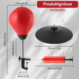 Oungy Punch Bag for Desk with Table Clamp, Boxing Ball with Strong Suction Cups, Standing Punch Bag Children for Stress Relief, Heavy Duty Hanging Boxing Ball for Office Table and Counter (Red-Black)
