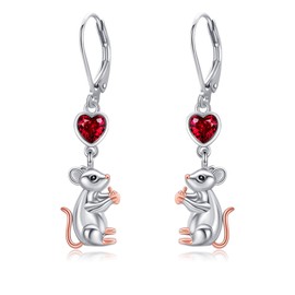 JERWLI Rat Earrings for Women 925 Sterling Sliver Mouse Dangle Earrings Rat Mouse Jewelry Gifts for Women Lover