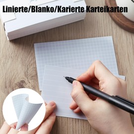 Koogel 150 Sheets Index Cards Lined and Squared Single Sided 12.7 x 7.6 cm Vocabulary Cards for Ballpoint Pens for Vocabulary Learning Office School