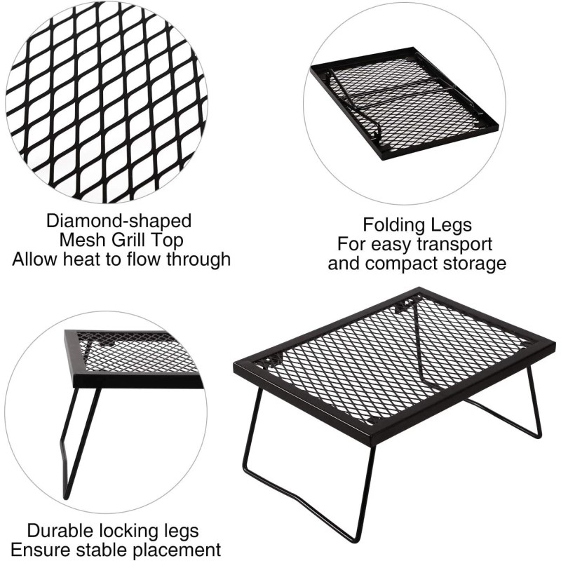 Durable 17"x12.2" Folding Campfire Grill – Ideal for Outdoor Cooking