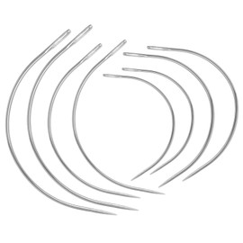 8-Piece Curved Hand Sewing Needles, Silver Weaving Needles Leather Needles Heavy Duty Durable Curved Leather Hand Sewing Needles for Home Leather Carpet Canvas Repai DIY Hand Sewing