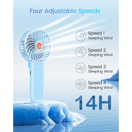 Portable Handheld Mini Fan Rechargeable: Small Hand Personal Foldable Fans 180° Adjustable 4 Speed Wind Cooling Air for Travel Face lash Indoor Outdoor Office Camping Household Women Men Kid Sky Blue