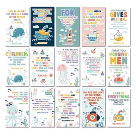 60 Mini Inspirational Christian Greeting Cards of Encouragemen, with Assorted Bible Verses Perfect for Children’s Bible Studies, Inspirational Kids Gift for Child, 2"X3.5", Daily Devotional, J389