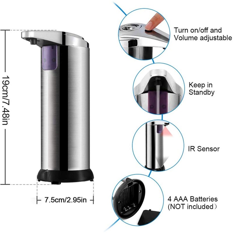 HJRUIUA Automatic Hand Motion Liquid Electric Soap Dispenser, IR Sensor,