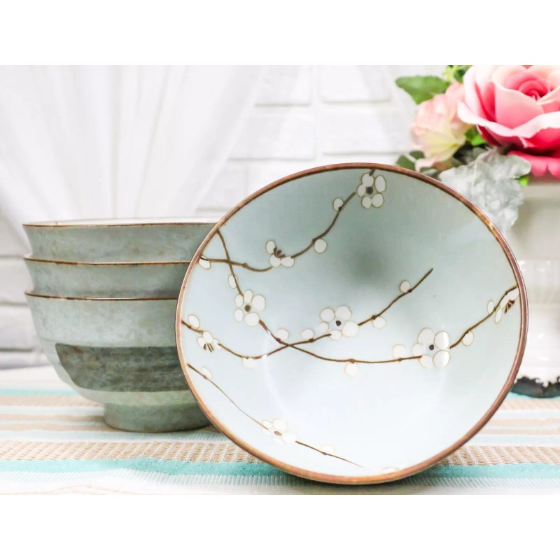 Set Of 4 Japanese Soushun Sakura Cherry Blossoms Porcelain Soup
