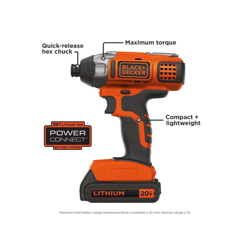 BLACK+DECKER 20V MAX* POWERCONNECT 1/4 in. Cordless Impact Driver Kit