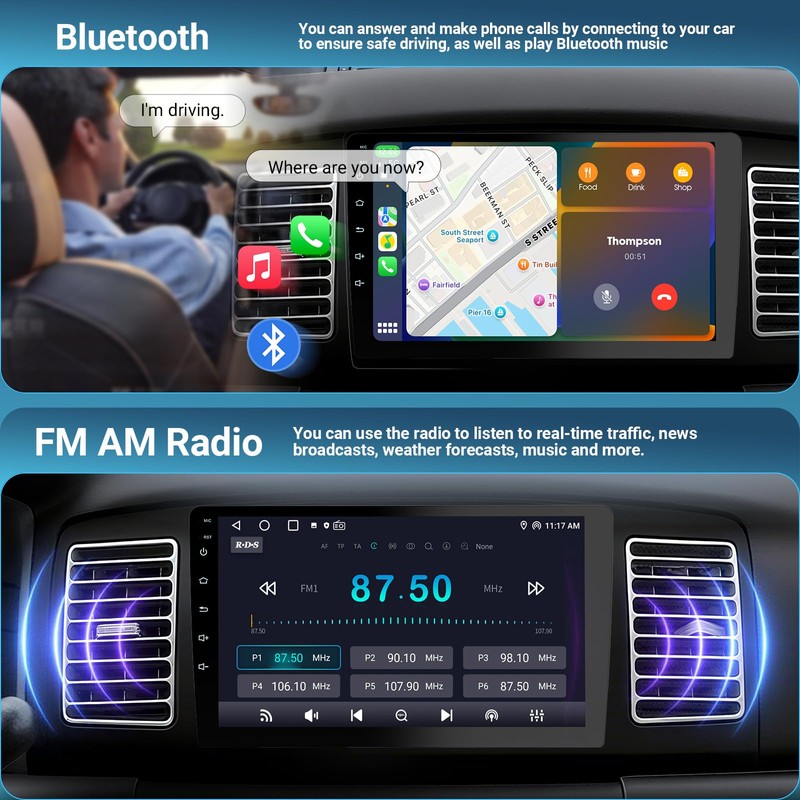 Haudio 9“ Double Din Car Stereo with Wireless Apple Carplay