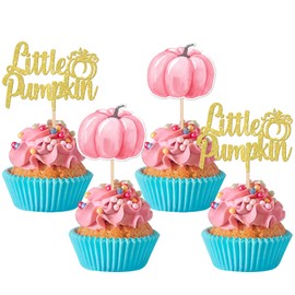 24 piezas de adornos de calabaza, para baby shower, calabaza, para revelar el género, temática de baby shower, cumpleaños, fiestas, decoración de pasteles, color rosa