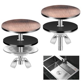 2 Pieces Kitchen Sink Hole Cover Faucet Hole Cover 2 Inch Stainless Steel Kitchen Sink Faucet Hole Plate Stopper Cover Blinding Metal Plug (Bronze)