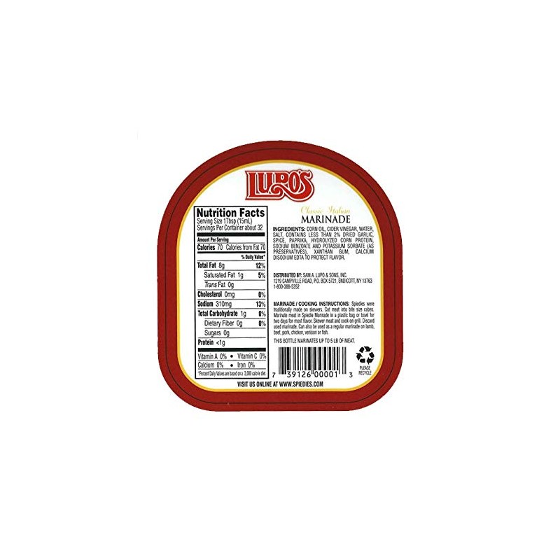 Lupo's Original Endicott Style Italian Spiedie Marinade Sauce 16oz and
