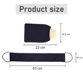 Back Scrubber and Exfoliating Glove, Exfoliating Gloves, Shower Brush Back, Washing Aid Remove Dead Double-Sided, Pack of 2 Bath Accessories for Men and Women, Bath and Shower (Navy Blue)