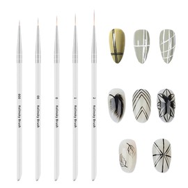 Nail Brushes Set of 5 Nail Brushes Extra Fine Nail Liner Brush for Gel Nail Painting Brush Pull Line Nail Art Tools Nail Tools for Beginners Professional Nail Supplies 6mm 9mm 12mm 15mm 18mm (H)