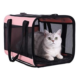 Top Load Pet Carrier for Large and Medium Cats, Small Dogs. Easy to get cat in, Carry, Storage, Clean and Escape Proof (Pink)