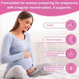 Fertility Supplements for Women –Prenatal Vitamin Support with Myo-Inositol, Folate, Chasteberry –Supports Hormonal Balance, Ovulation, & Regular Cycles –90 Vegan Soft Capsules