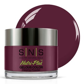 SNS Nail Dip Powder, Gelous Color Dipping Powder - Midnight Serenade (Wine), EE01 - Long-Lasting Acrylic Nail Color & Polish Lasts 14 Days – Low Odor & No UV Lamp required - 1 Oz