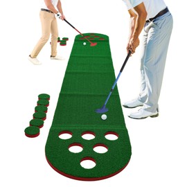 Golf Course Set, Portable Putter Golf Pong with 12 Hole Challenge, Golf Putting Mat for Indoor & Outdoor Use, Complete Set with Clubs and Balls, Tear-Resistant, Waterproof & Wear-Resistant Design