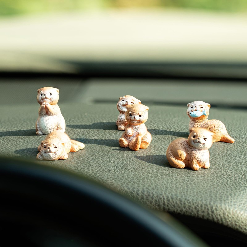 Rislobx 6PCS Otter Car Dashboard Decor, Sea Otter Car Dashboard