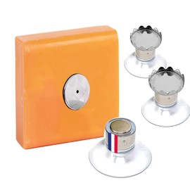 Magnetic Soap Dishes with Suction Cup, Magnetic Soap Dishes with Strong Suction Cup, No Drilling, Easy to Attach to All Surfaces, Ideal for Bathroom, Kitchen etc.