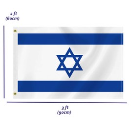 2×3 FT Israel Flag,Medium 60×90 CM Israeli Outdoor Banner,100D Decor,Doube Side Printing For Patio Garden With Brass Gromment