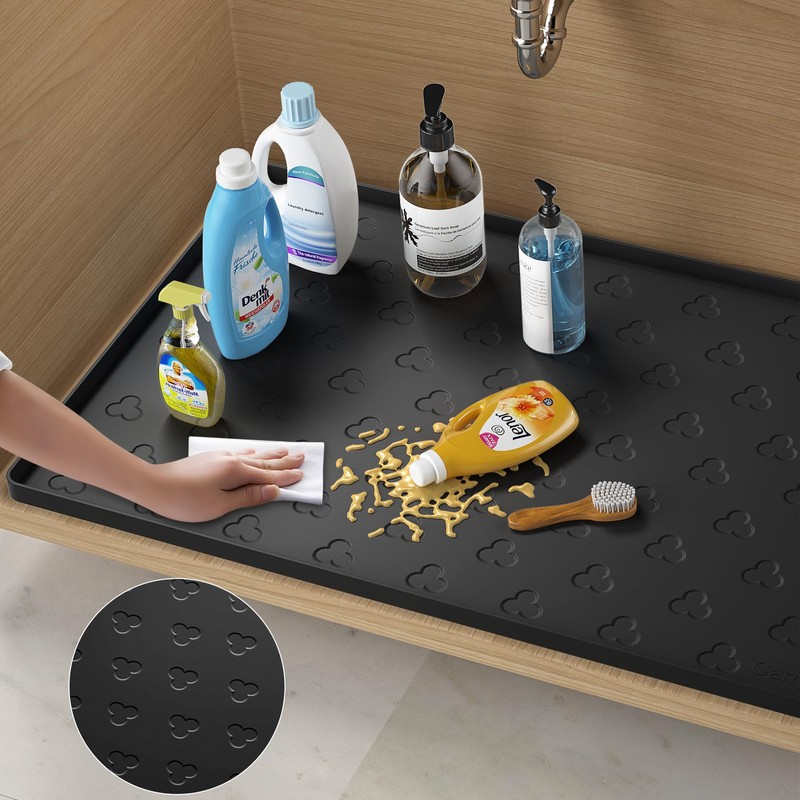 Under Sink Mat 34" x 22" Waterproof Kitchen Cabinet Mat,