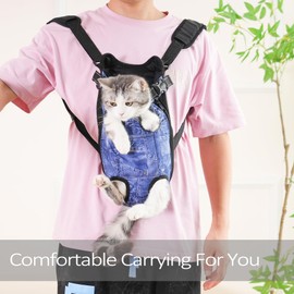 ACDOK Pet Carrier Backpack Pet Tote Bags for Cats or Doggies, Portable Puppy Travel Carrier Bags, Cozy Soft Pet Puppies Carriers Slings Backpacks (Denim, Large (Pack of 1))