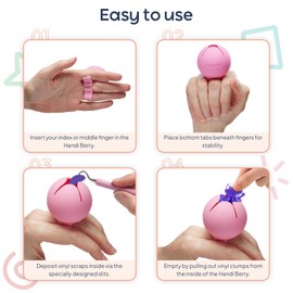 iVyne Handi Berry - Vinyl Weeding Scrap Collector, Portable Handheld Scrap Collector Ring, Weeding Tools for Vinyl Heat Transfer, HTV Crafting & Adhesive Paper Sheets Holder, (Pink)