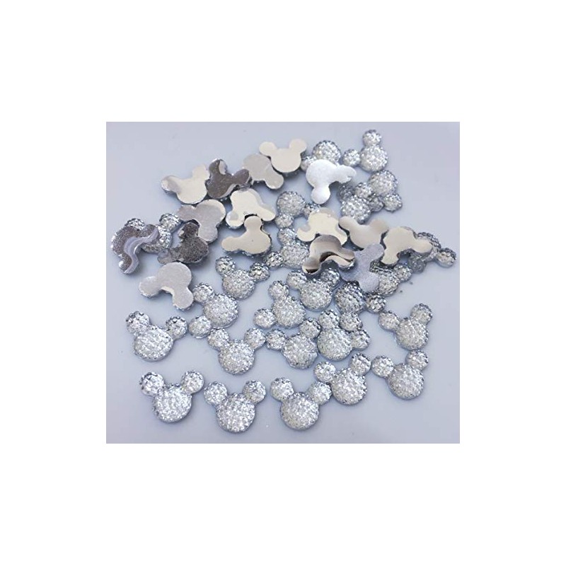MajorCrafts 60pcs Crystal Clear 14mm Flat Back Kawaii Resin Mouse