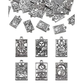 YETOOME 60 Pcs 6 Styles Tibetan Tarot Charms, Rectangle Amulet Sun Charms, Vintage Magic Tarot Card Pendants for Bracelet Necklace Jewelry Making and Crafting