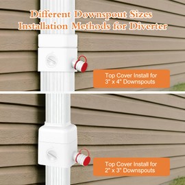 MERAZON Adjustable Downspout Diverter for 2"x3" and 3"x4" Down Spout Rain Water Diverters into Rain Barrel Diverter Kit with 5FT Hose, Rainwater Collection System Part, White
