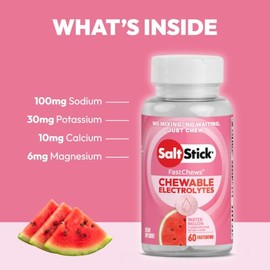 Saltstick Fastchews Electrolitos Masticables Sabor Sandía Hidratación Rápida Deporte Tabletas Porciones Vegano Gluten