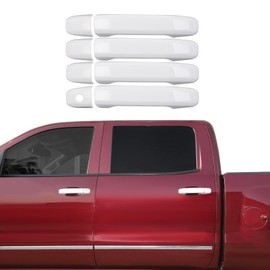 DSWSQ Door Handle Covers Decor Trim Compatible with 2014-2018 Chevy Silverado GMC Sierra Outside Door Accessories, White