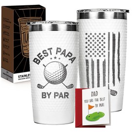Dad Golf Gifts for Birthday - Funny Valentines Fathers Day for Dad Father Men Golfers Daddy Papa Father in Law from Daughter Son Kids 20 Oz Golf Best Papa by Par Tumbler Golfing Accessories Set Gift