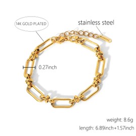 Lubrifico 14k Chunky Gold Plated Rope Link Bracelets for Women And Men, Charm Stainless Steel Bracelets Non Tarnish,Cuba Chain Bangle(Style B)