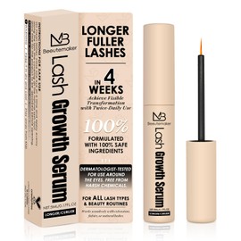 Beeutemaker Eyelash Growth Serum– 0.17 Fl. Oz./5ml Advanced Lash & Brow Serum with Biotin, Peptides & Natural Extracts for Longer, Thicker Lashes & Fuller Brows | Non-Irritating, Vegan & Cruelty-Free