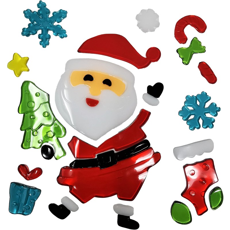 Christmas Window Stickers, 4 Sheets, Christmas Gel Clings - Decorations