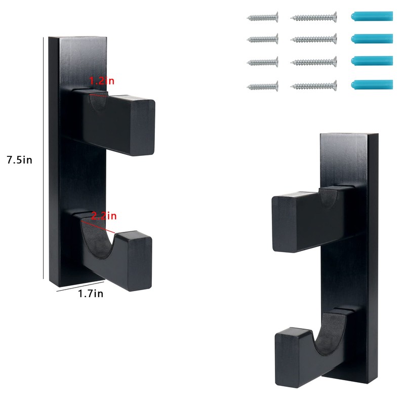 Invech 2 Black Baseball Bat Holder, Baseball Bat Display Wall