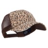 Low Profile Canvas Leopard Print Mesh Trucker Cap, Brown