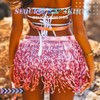 TWINKLEDE Sequin Fringe Skirt Sparkly Tassel Belly Dance Skirt Hip