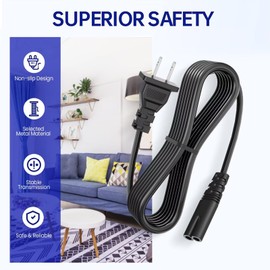 Jantoy Replacement 5ft AC Power Cord Cable Compatible with Hisense 50R7E 50RGE 55DU6500 TV 2-Prong Wire Lead