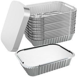 WANBAO 200 PACK 8.3"x6.2" Disposable Tin Foil Pans with Lids 2.25LB Aluminum Pans To Go Containers for Cooking, Baking, Catering Party Meal Prep, Take Out, Freeze