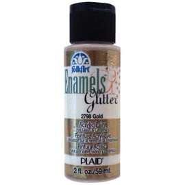 FolkArt Enamel Glitter and Metallic Paint in Assorted Colors (2 oz), 2798, Glitter Gold