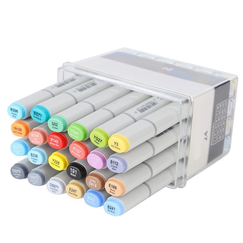 24 Colors Alcohol Double Head Art Marker Pen Clothes Drawing
