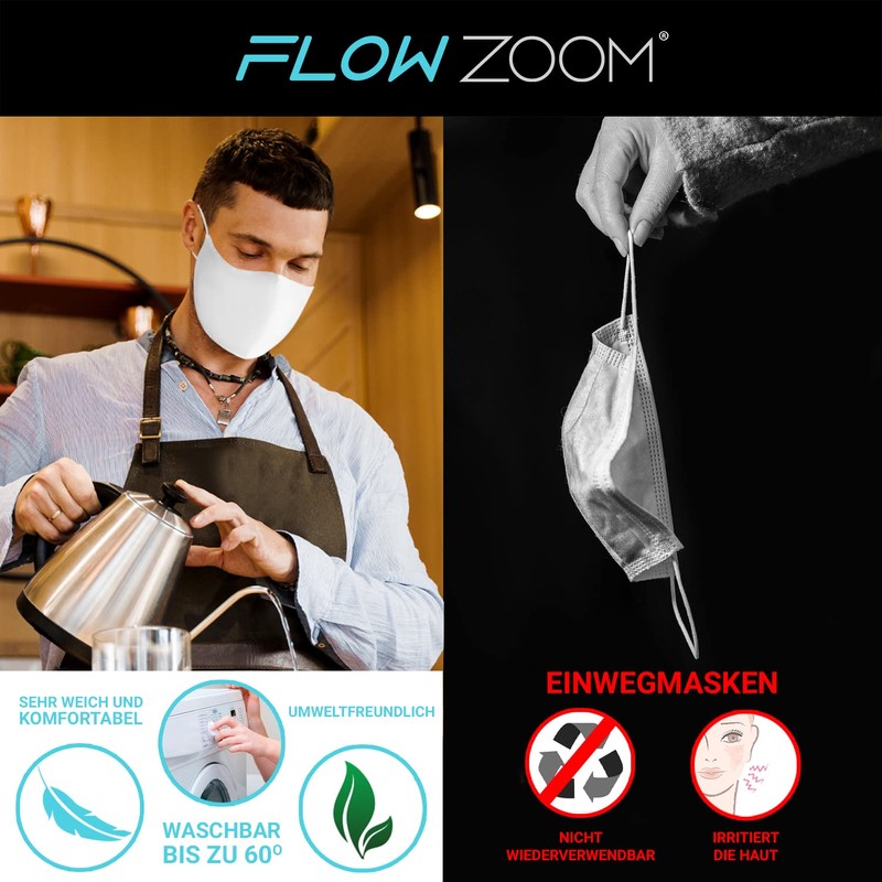 FLOWZOOM 2 pcs. fabric masks | Mouth and nose protection