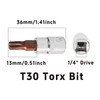 AUXBC 8PCS 1/4" Drive T30 Torx Bit Socket Set, S2