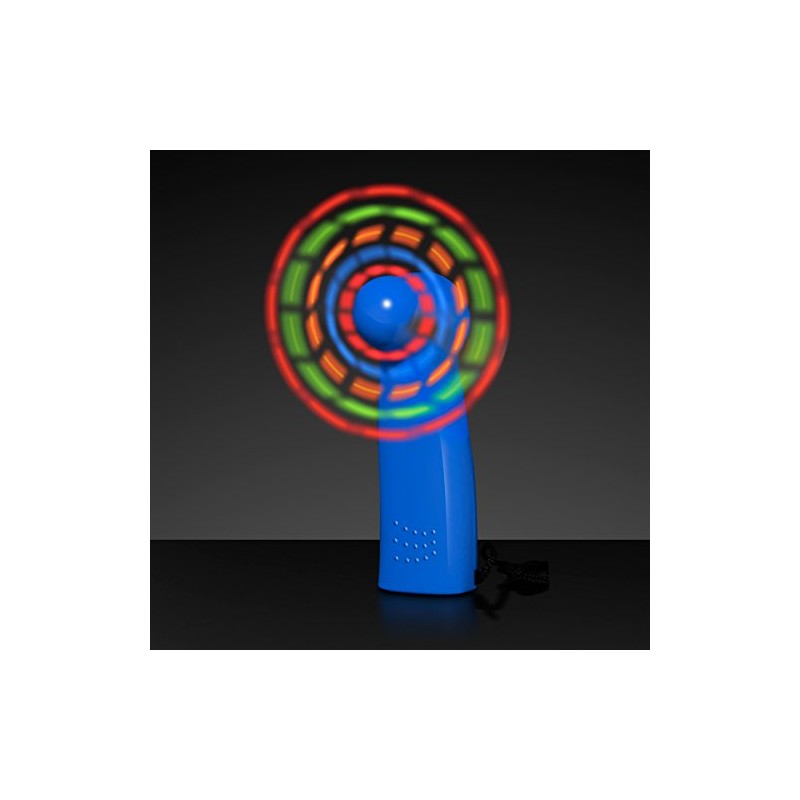 FlashingBlinkyLights Light Up LED Mini Handheld Fan with Blue Handle