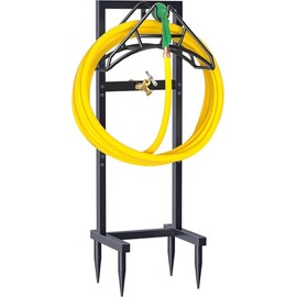Artigarden - Soporte independiente para manguera de jardín al aire libre con grifo de latón y 4 picos, soporte colgador organizador de ca...