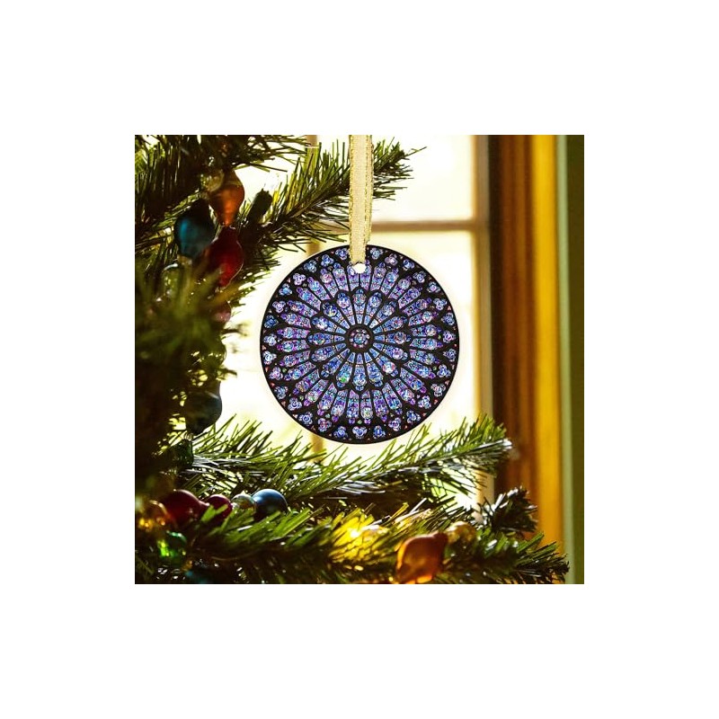 Notre Dame Stained Glass Window Ornament Beautiful Catholic Suncatcher for
